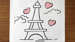 How to draw a eiffel tower easy step by step // Pencil sketch drawing // Cute drawings //الرسم