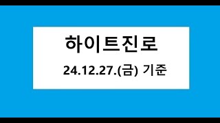 하이트진로 차트 분석, 주식 주가 전망. 2024.12.27. 촬영