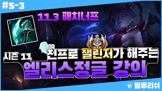 【블루리쉬】11시즌 너프된엘리스정글강의 솔랭 사기챔 연습하면 티어오름!