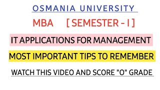 IT APPLICATIONS FOR MANAGEMENT || MOST IMPORTANT TIPS TO REMEMBER || MBA || SEM-1 ‎@shivanipallela 