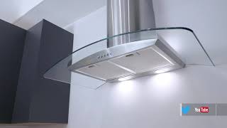 90cm Curved Glass Cooker Hood Stainless Steel