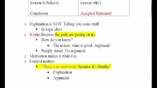 Explanations vs Arguments