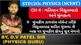 ચુંબકીય ડાયપોલ મોમેન્ટ તરીકે વિદ્યુતપ્રવાહ ધારિત ગૂંચળની અક્ષ પર ઉદ્દભવતુ ચુંબકીય ક્ષેત્રનું સૂત્ર