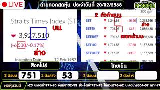 ถ่ายทอดสดผลหุ้นสิงคโปร์ ไทยเย็น งวดประจำวันที่ 20/02/2568