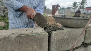 SOLID CONCRETE BLOCK CONSTRUCTION | COMPOUND WALL CONSTRUCTION WITH SOLID CONCRETE BLOCK |