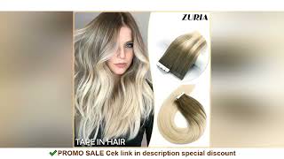 ZURIA Straight Hair Mini Tape In Human Hair Extensions Invisible Skin Weft Adhesive 12/16/20\