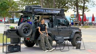 Cafe Vlog Mini Coffee Shop Girl Barista Truck Bar Offroad Dream Mobile Kopi Small Business Relax