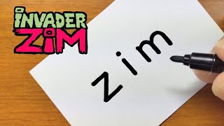 How to turn words ZIM（Invader ZIM）into a cartoon from imagination - How to draw doodle art on paper
