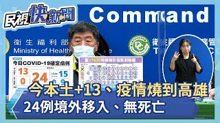 快新聞／今增13例本土「疫情延燒到高雄」　24例境外移入、無死亡－民視新聞