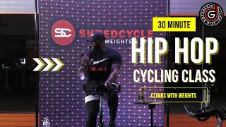 30 Minute Hip Hop Cycling Class - Climbs with weights