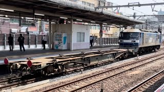 JR貨物EF210形100番台172号機（旧塗装）＋空コキ1B（両）が大宮駅4番線を低速通過するシーン（臨配8592レ・新A207・その他）2023.4.21