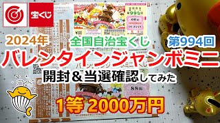 2024年 バレンタインジャンボミニ 全国自治宝くじ 第994回 開封＆当選確認してみた 【1等 2000万円】