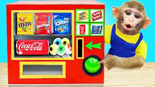 Baby Monkey KiKi playing with Candy Vending Machine so funny | KUDO ANIMAL KIKI