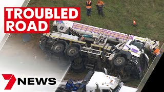 Another truck crash on a troubled road, as a community rallies to support Eynesbury families | 7NEWS