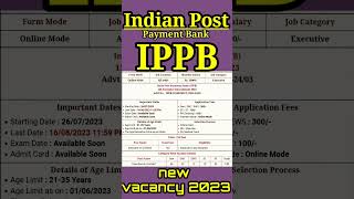 indian post payment bank recruitment 2023||IPPB notification out online apply India Post new vacancy
