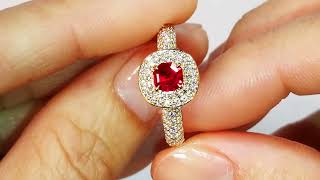 Unheated Jedi Mogok Pigeons Blood Ruby Ring 0.70 carats by Kat Florence