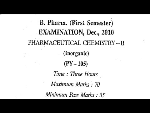 B.PHARMACY | PHARMACEUTICAL CHEMISTRY- 2 | RGPV | QUESTION PAPER | 2010 ...