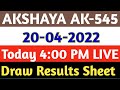 20-04-2022 AKSHAYA AK-545 LOTTERY RESULT TODAY | Today Kerala Lottery Result 20/04/2022 | MKTS Chart