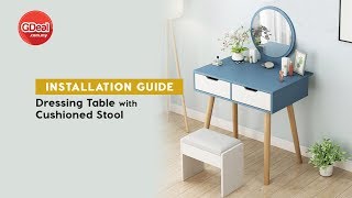 Simple Modern Dressing Table with Cushioned Stool - Installation Guide