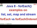 Java 8 forEach and forEachOrdered and examples on collections(List, Set and Map) and Streams