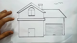 رسم منزل| كيفية رسم منزل اوربى سهل خطوة بخطوة/ رسم سهل/ How to draw a beautiful European house