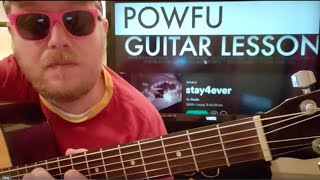 How To Play stay4ever Powfu // easy guitar tutorial beginner lesson easy chords