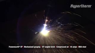 Powermax45 XP mechanized gouging - 15 degree torch on mild steel