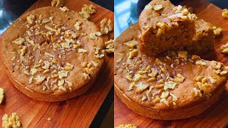 Eggless Whole Wheat Carrot Walnut Cake Recipe ||No Maida,No Refined Sugar Cake Recipe