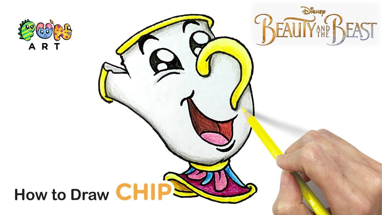 How To Draw CHIP | BEAUTY AND THE BEAST | DISNEY | VERY EASY~! - YouTube