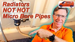 Radiators Not Getting Hot Because of a Blockage in the Micro Bore Pipes,  Most Common Place Shown.