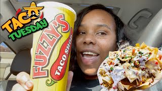 TACO TUESDAY | FUZZY'S TACO SHOP REVIEW | FAJITA NACHOS REVIEW