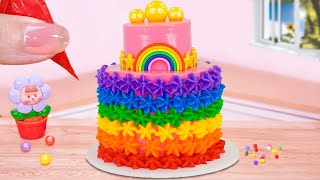 Miniature Cake Decorating 🌈 How To Make Best Miniature Rainbow Buttercream Cake 🎂 Yummy Cakes