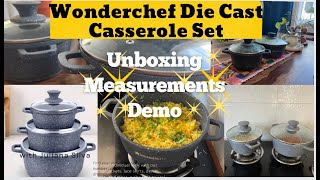 Wonderchef Die-Cast Casserole Set Unboxing, Review \u0026 Demo | Die Cast casserole Set of 3 with Lids