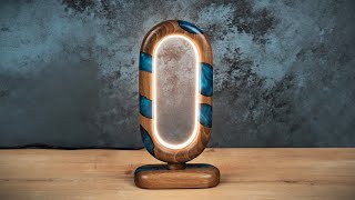 Modern Table Lamp with Walnut Wood and Epoxy | Epoxy resin art