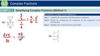 6.3 Example 1 Simplifying Complex Fractions Method 1