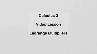 14.8 Lagrange Multipliers