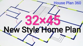 New Style Home Design//32x45 Modern Floor Design Ideas//3 bhk with Attach Toilets \u0026 Car Parking