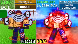 Beating Blox Fruits  as Katakuri! Dough Noob to Pro Lvl 1 to Max Lvl Full Human v4 Awakening!