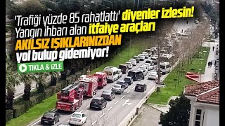 Samsun'da yangın ihbarına giden itfaiye araçları, Akıllı Şehir Işıklarına takıldı