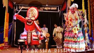 yakshaganaಶಬರೀಶ ಮಾನ್ಯ ಶುಂಭ, ರಕ್ಷೀತ್ ಶೆಟ್ಟಿ ಪಡ್ರೆ ಕೌಶಿಕೆ.ಇಡೀ ಯಕ್ಷಪ್ರೇಕ್ಷಕರನ್ನೇ ತಲ್ಲಣಗೊಳಿಸಿದ-ಶುಂಭ ವಧೆ.