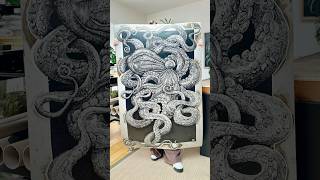 Just finished my huge lino block ‘Giant Octopus II’! 140x90cm #linocut #agakubish #octopus