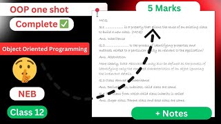 Class 12 object-oriented programming - OOP || One shot for 5 marks || Neb Computer Science