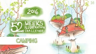 Camping - Watercolor Speedpaint Illustration (52 Weeks Illustration Challenge - week14)