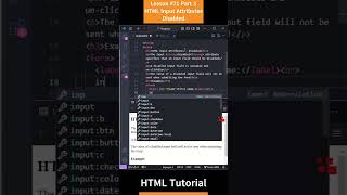 HTML Tutorial - Lesson 71: HTML Input Attributes - disabled Part 3 #html #htmltutorial #css #js