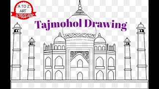 How to draw taj mahal easy step by step || Easy drawing for a to z art step by step with pencil
