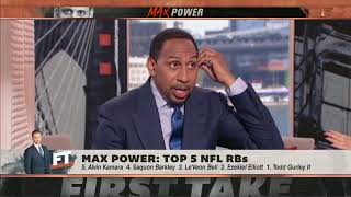 Stephen A. disagrees with Max's top 5 NFL running backs list | First Take | ESPN