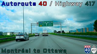 Québec Autoroute 40/Ontario Highway 417 WB - Montréal to Ottawa - June, 2024