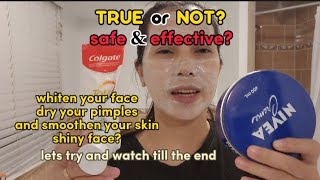 i tried Nivea creme and colgate |pampaputi ng mukha | shiny face | dry pimples