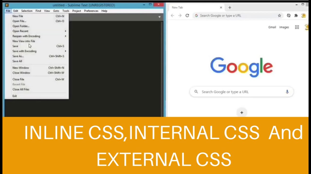 Inline CSS, Internal CSS And External CSS Using Sublime Text - YouTube