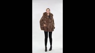 W244 - Demi-Buff Mink Fur Cape with Marten Fur Hood